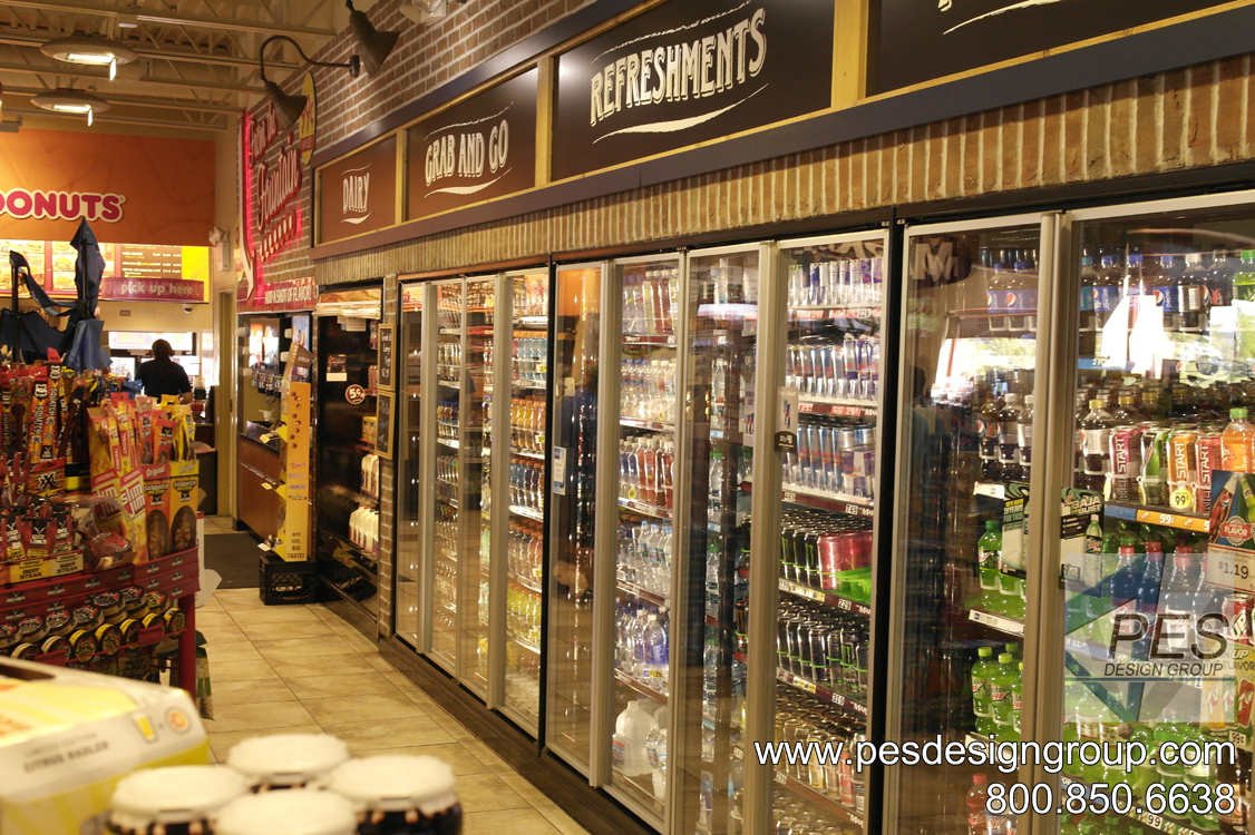 French door style walk-in cooler in the award-winning design of Gas N Wash C-store in Mokena, Illinois.