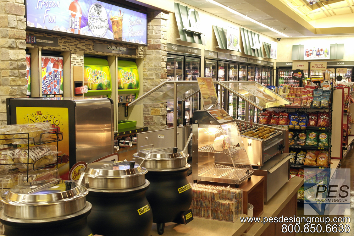 A look at roller grills and soup kettles in the self-serve food service area at Grove Mart Shell in Lake in the Hills, IL.